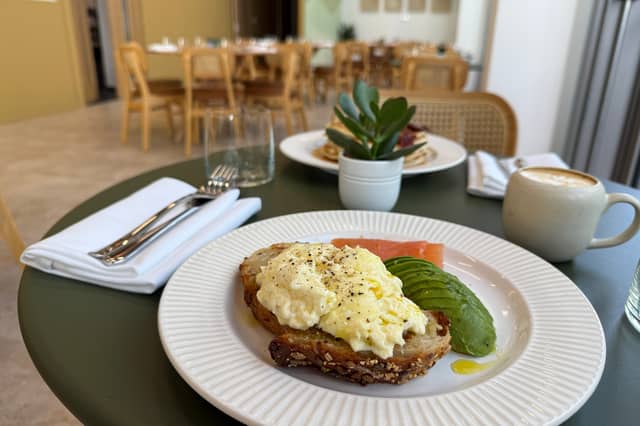 There's a range of egg dishes on the menu, including eggs Benedict (£14), shakshuka (£14), eggs Florentine (£14), 3 egg omelette (£12) and more.