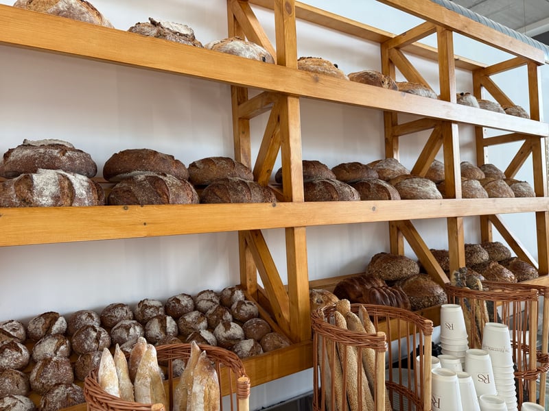 Bread is baked daily on site in the large bakery with  a focaccia loaf priced £4.