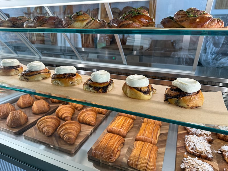 There's a range of pastries for sit in and take away, with butter croissant priced £3.50 and pain au chocolat priced £4.