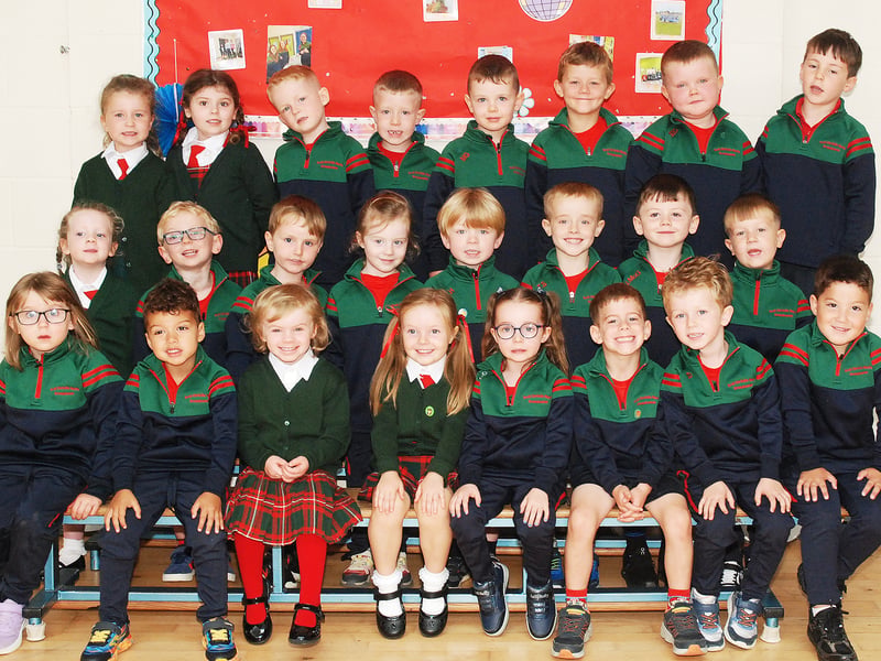 Pictured on their first day in school are the Junior Infants Class at Dromakeenan National School of 2026