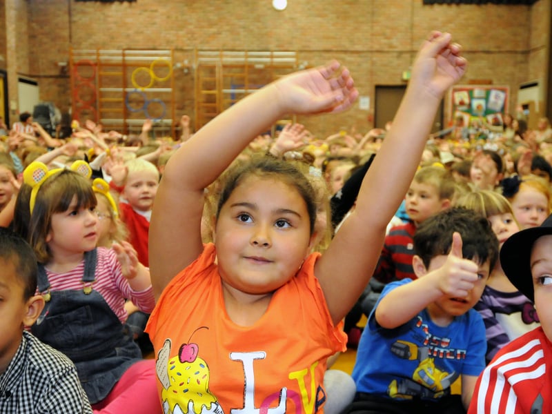 The hall was packed for a day of Children in Need activity in 2011. And just to add to the excitement, Joe McElderry came along to meet the pupils.