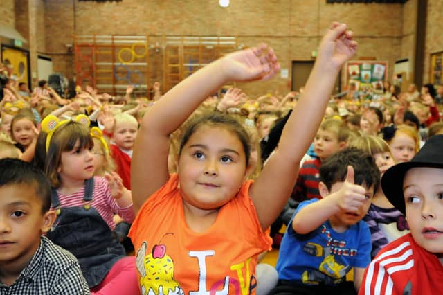 The hall was packed for a day of Children in Need activity in 2011. And just to add to the excitement, Joe McElderry came along to meet the pupils.