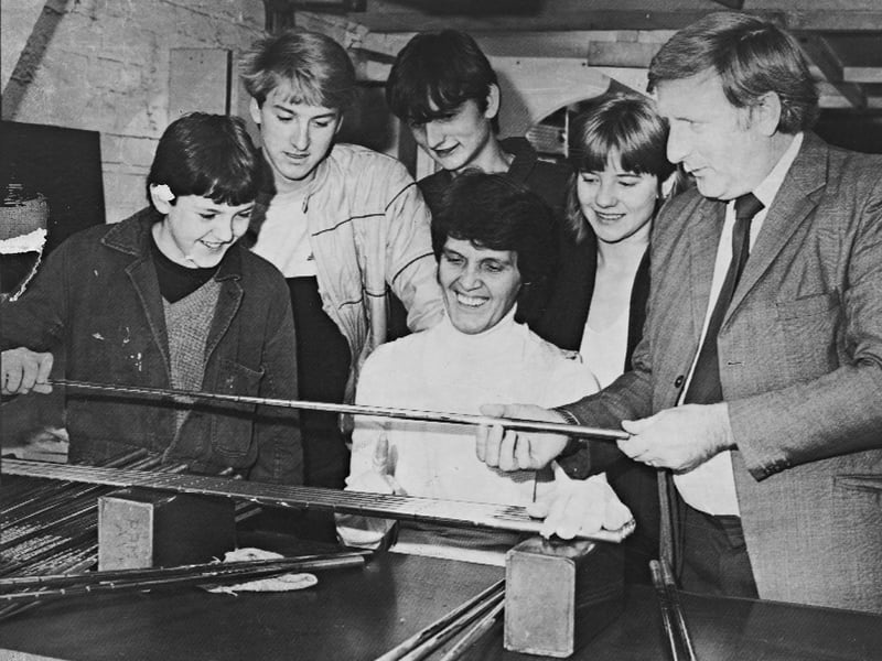 TI Accles and Pollock in Oldbury was taking a family-focused approach to training in November 1984, with five of its six new trainees related to existing employees. The company had introduced the scheme to give sons, daughters, nieces and nephews of its 650-strong workforce a chance to gain experience and qualifications. The trainees spent a year undertaking engineering and commercial courses at the works, which specialised in metal tubing, including shafts for golf clubs. Leon Bradshaw, Andy Hall, Clive Penny and Frances Tonks are pictured with Frances’s father, Joe, while Mrs Mary Debney checks a batch of golf club shafts. Do you remember TI Accles and Pollock or working there? Did you get your first job through a family connection?