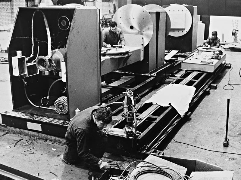 Welding Robotics and Automation was enjoying an export boom in January 1987, with 70 per cent of its production heading to the United States. The Wolverhampton company had won major orders for computerised welding systems from Caterpillar Tractor and John Deere, including 12 robotic arc welding systems worth around £2 million for Caterpillar. The company had supplied 150 robotic welding systems in just five years, with customers including JCB and local firms such as Albion Pressed Metal and Associated Steels. Workers are pictured assembling one of the systems destined for America. Do you remember Welding Robotics and Automation or working in Wolverhampton’s engineering industry? Did you see robotics and computers beginning to change factory work in the 1980s?