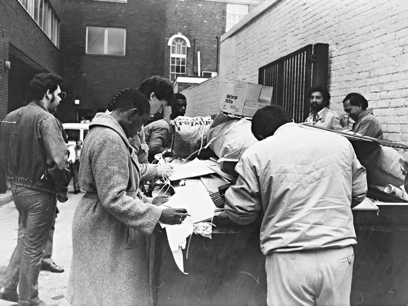 Hundreds of work-hungry people queued outside Wolverhampton JobCentre in October 1985 in the hope of securing one of 350 jobs at the town’s Goodyear tyre factory. Some began queuing as early as 2am, with more than 1,000 people passing through the Queen Street centre in the first hour. The JobCentre opened early and brought in extra staff to cope with the demand. People are pictured outside completing their application forms. Do you remember the rush for jobs at Goodyear? Were you, a friend or relative among those who queued that day?