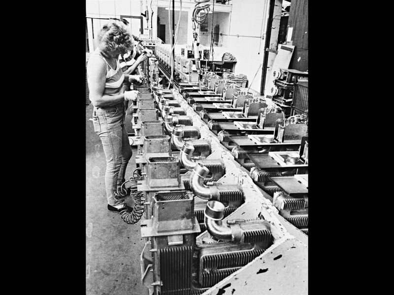 Staff at Carver’s Brownhills factory are pictured checking precision aluminium caravan space heaters in August 1988. Once known for riding whips and harnesses, the company had evolved into a respected supplier to the caravan trade, with more than three-quarters of its workforce involved in the leisure industry. Carver also continued its engineering work, producing workholding systems, rack clamps and tee-slot clamps for industry. Do you remember Carver or its Coppice Side factory? Did you or someone in your family work there during the 1980s?