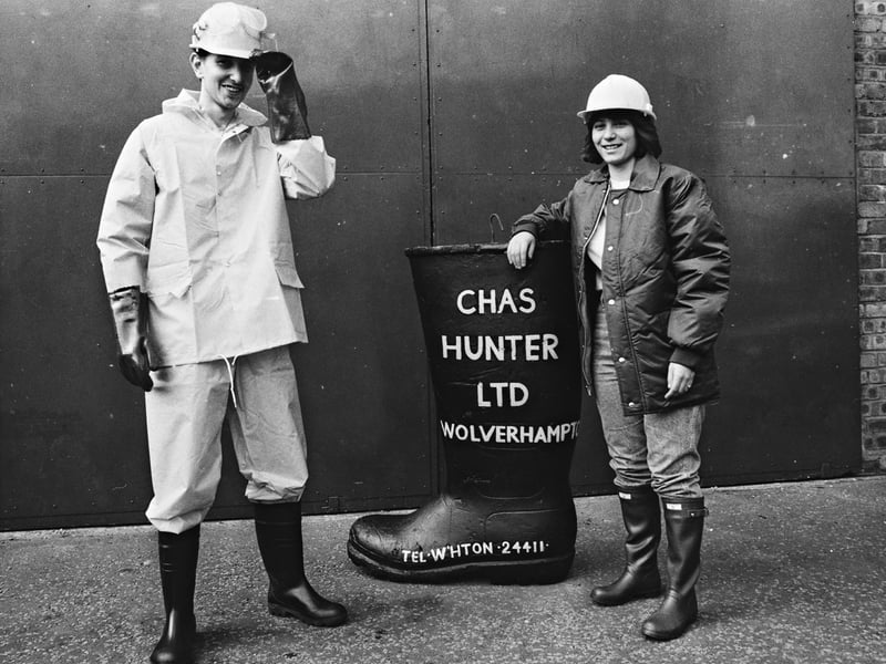 Chas Hunter was continuing a family tradition of quality and personal service in July 1987. Founded in 1926, the Wolverhampton firm supplied industrial, protective and leisure clothing and footwear. The family business was also looking to the future, with plans for a wider range of goods, computerised stocktaking and new trade counter facilities. Joint managing director Robert Hunter, grandson of the founder, was helping to lead the company’s expansion. Elizabeth Casa and Carl Miles are pictured modelling some of the clothing. Do you remember Chas Hunter or its Wolverhampton premises? Did you or someone in your family buy or work with the company?