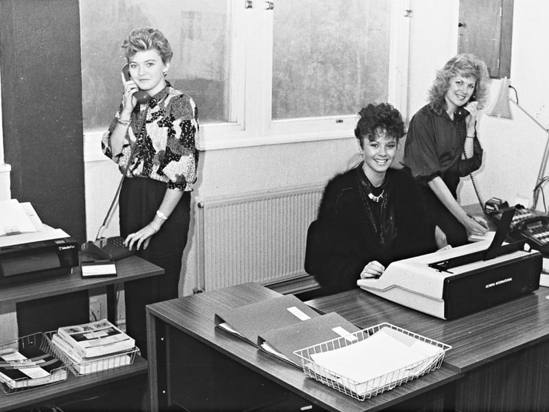 The secretarial team at Pensnett House, on the Pensnett Estate, are pictured at work for London and Cambridge Properties Ltd in October 1988. Hayley Simner is operating the fax while Nicola Pigott and Sharon Butcher take messages and type correspondence. The photograph captures a familiar office scene from the 1980s, when fax machines were still a relatively new part of everyday working life. Do you remember Pensnett House or working on the Pensnett Estate? When did you first use a fax machine at work?