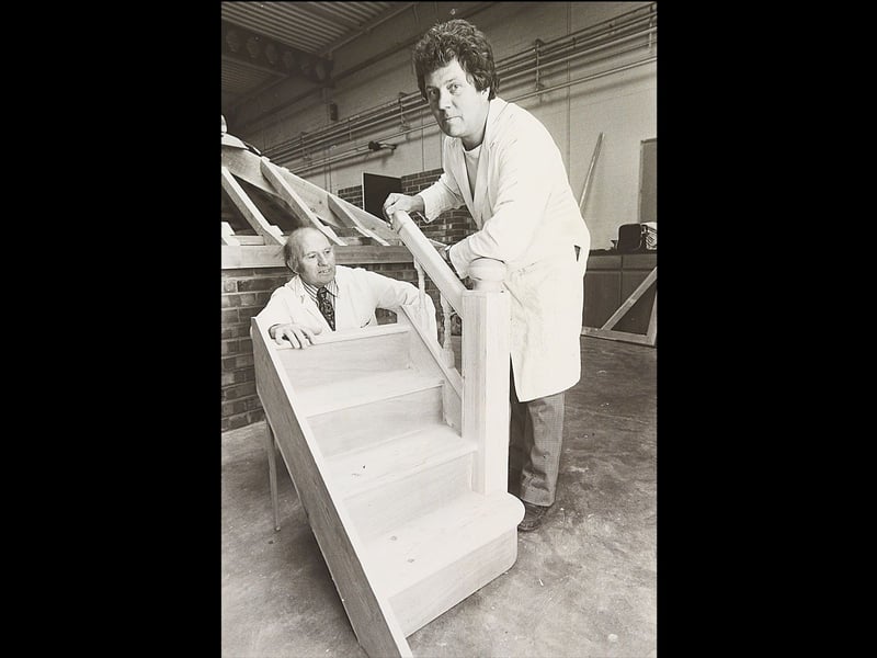Twenty-five former Round Oak steelworkers were learning new skills in June 1984 after being made redundant when the Brierley Hill works closed. The men had spent a year retraining in carpentry and joinery on an EEC-sponsored course at West Bromwich College. They were putting their skills into practice by building a 15ft-square mini-bungalow in the college workshops. The men, whose average age was 45, were expected to gain City and Guilds certificates. Three planned to start their own businesses, while the others were hoping to find work. Colin Fellows and Joe Rich are pictured looking over a finished flight of stairs. Do you remember the Round Oak works or anyone who worked there? Did you or someone you know retrain after losing a job in the 1980s?