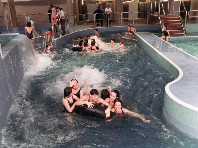 Swimmers using the Ponds Forge Sports and Swimming Complex for the first time on the 4th March 1991