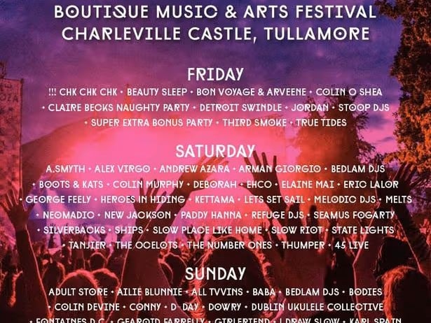 The Castlepalooza line up for 2018.
