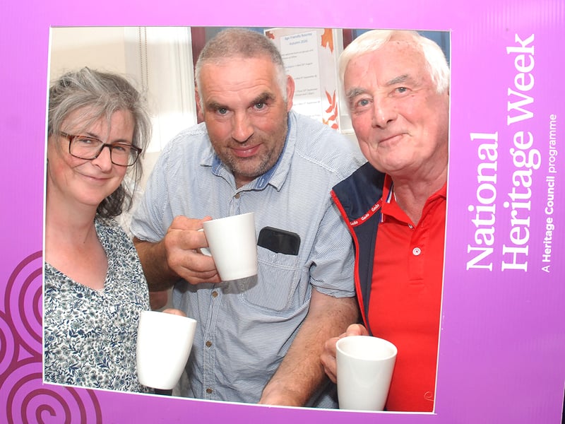 Brid Ni Chleirigh Devitt , Larry Devitt and Mick Murphy during Heritage Week in Roscrea. Photo: PJ Wright
