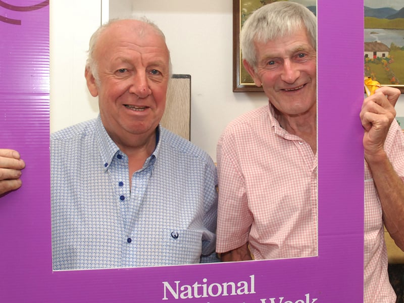 Donie Scally and John Ormond enjoying the Heritage Week 2026 events in Roscrea. Photo: PJ Wright