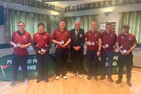 The Galway Intermediate Pitch & Putt team, from left: Tony O'Connor, James Fleming, James McLoughlin, Davey Reddin (President of Pitch & Putt Ireland), Donal Tarpey, Allan O'Keeffe, and Kevin Walsh.