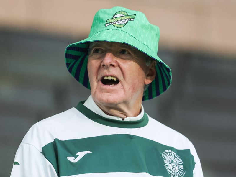 A Hibernian fan before a William Hill Premiership match between Hibernian and Heart of Midlothian