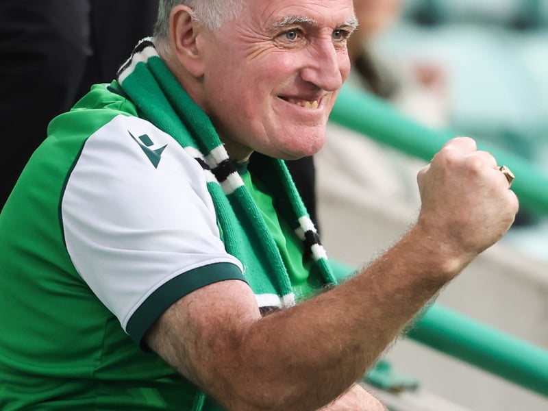 A Hibernian fan before a William Hill Premiership match between Hibernian and Heart of Midlothian