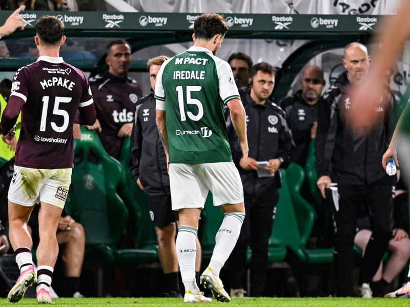 Hibernian's Jack Iredale is sent off for a second yellow