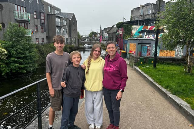 Brenda Kelleher with her children (from left) Fionn, Lennon and Nayra in Galway's Westend