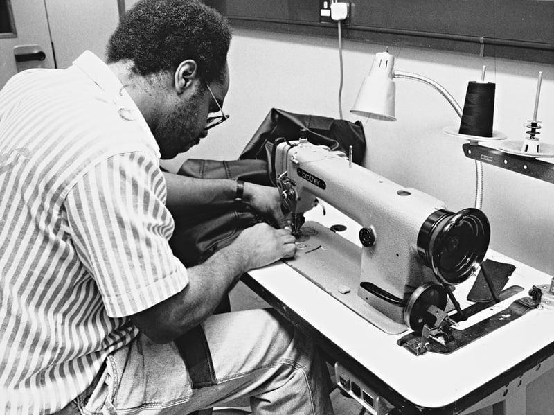 Albert Gale is pictured operating an industrial sewing machine at the Mocatan clothing factory in Wolverhampton during the 1980s. Carefully feeding fabric through the machine, he was carrying out the skilled stitching work involved in assembling garments. The photograph offers a glimpse of the people and machinery behind Wolverhampton’s clothing industry, showing a very different side of manufacturing from the town’s better-known engineering and metalworking trades. Do you remember Mocatan or its Wolverhampton factory? Did you or someone in your family work in the local clothing industry during the 1980s?