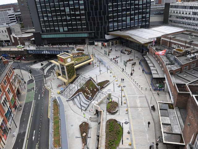 The scheme has been built at the same time as essential maintenance by Network Rail to reinforce the underground Mill Goit structure below New Station Street.