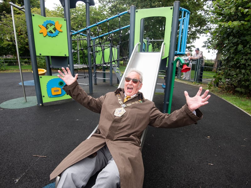 Mayor of Wyre Steve Nicholls on one of the slides.