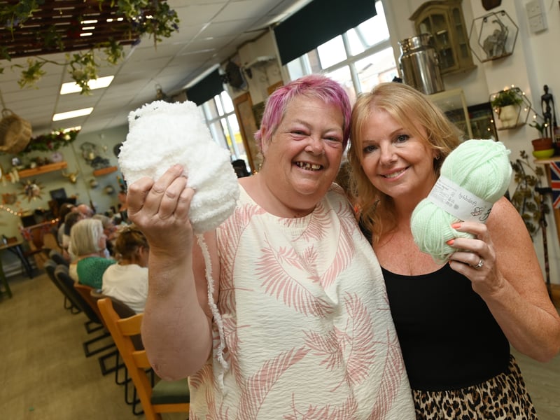 Angela and Sandra, two of the founders of The Crochet Club.