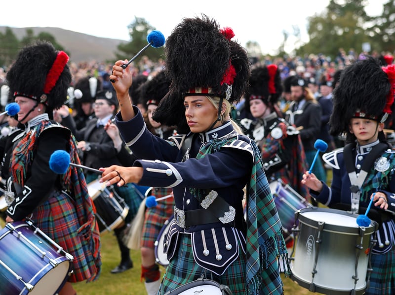 Twelve bands are selected to play at Braemar, with pipers and drummers performing from 9am, when they march from the Invercauld Hotel through the village to the Games Park
