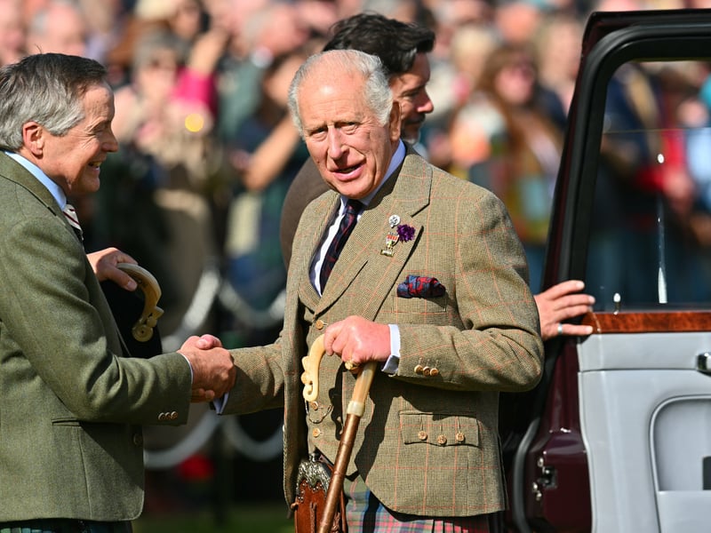 King Charles, Chieftain of the Braemar Gathering, is welcomed to the annual event which coincides with his summer break at Balmoral.