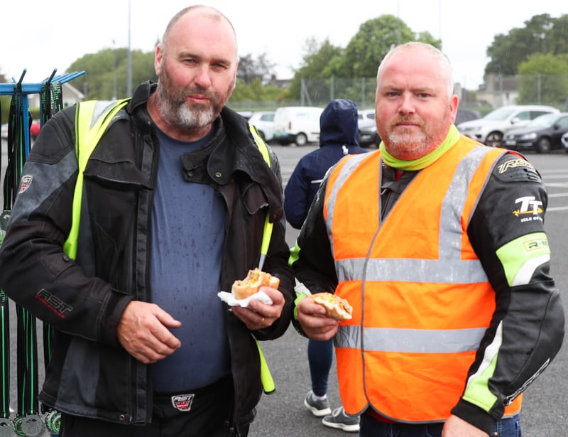 Peter Guilfoyle and Brian Daly enjoying refreshments at the Pedal the Peaks Pat Colgan Challenge.