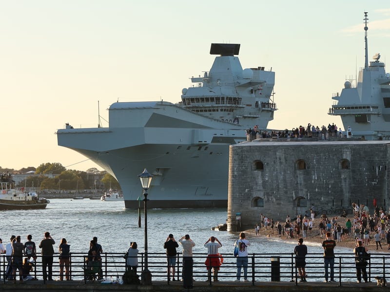 HMS Queen Elizabeth leaving Portsmouth on Saturday, September 5, 2026.