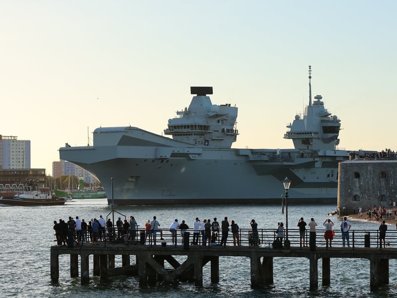HMS Queen Elizabeth leaving Portsmouth on Saturday, September 5.