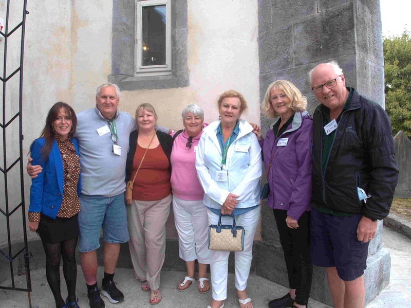 Explore Carrick-on-Suir Commercial and Tourism Manager Sarah Jane Cleary outside the Tides of Time Visitor Centre in Carrick-on-Suir with Newfoundland visitors Bob Gillard, Sonia Gillard, Jean Grant, Eileen Skinner, Joanne Tapper and Ralph Tapper.