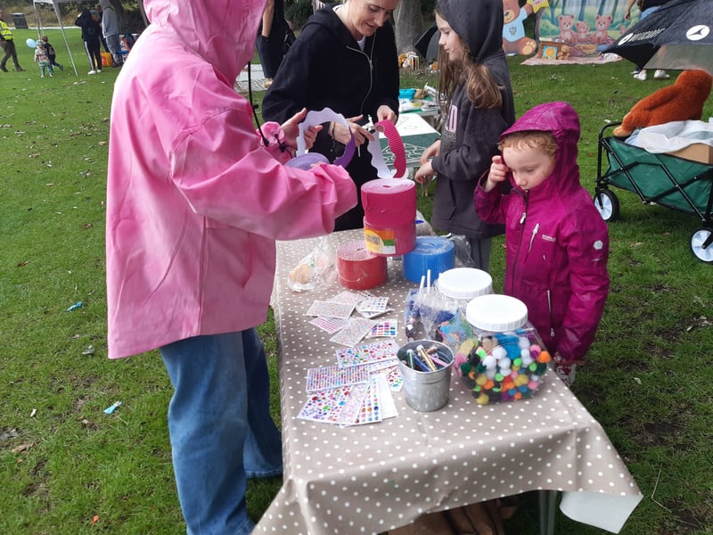 Youngsters enjoy an arts and crafts session.