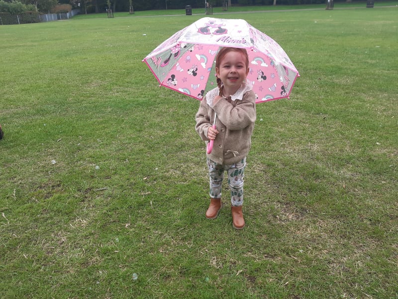 This youngster arrived prepared for the wet weather.