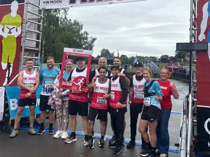 Team Brick runners at the finish line