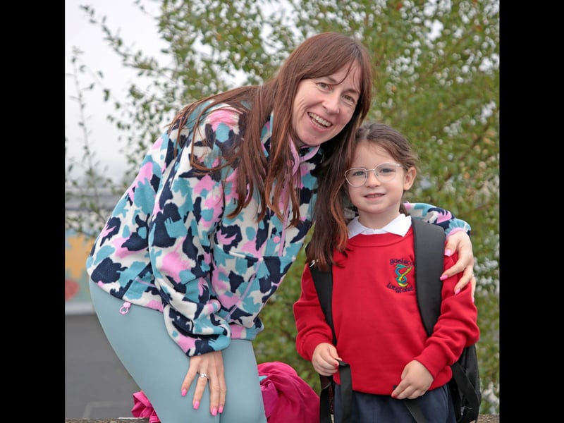 Caroline and Ava-Kate Carr at Gaelscoil Longfoirt