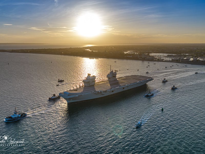 HMS Queen Elizabeth leaving Portsmouth on Saturday, September 5.