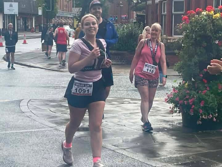 Ellie running the race 12 months after cancer surgery