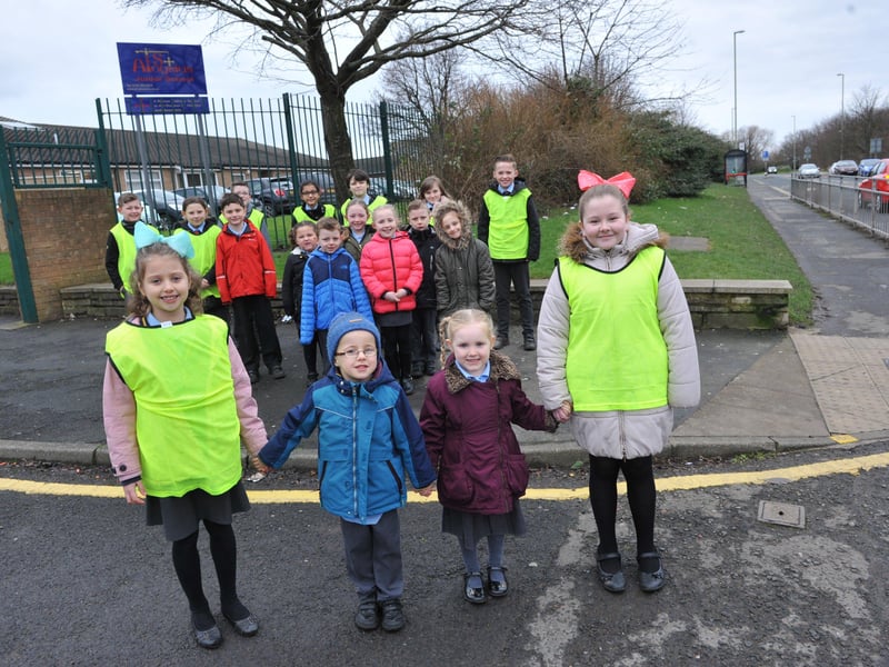 These St Aloysius RC pupils highlighted awareness of road safety around the Arygle Street, Hebburn, school 9 years ago.