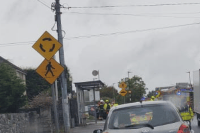 Gardai and fire brigade at the scene