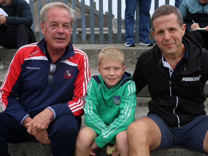Mike and Petras Higgins with Jim Canny supporting Monlaeen in their game with Ballybrown