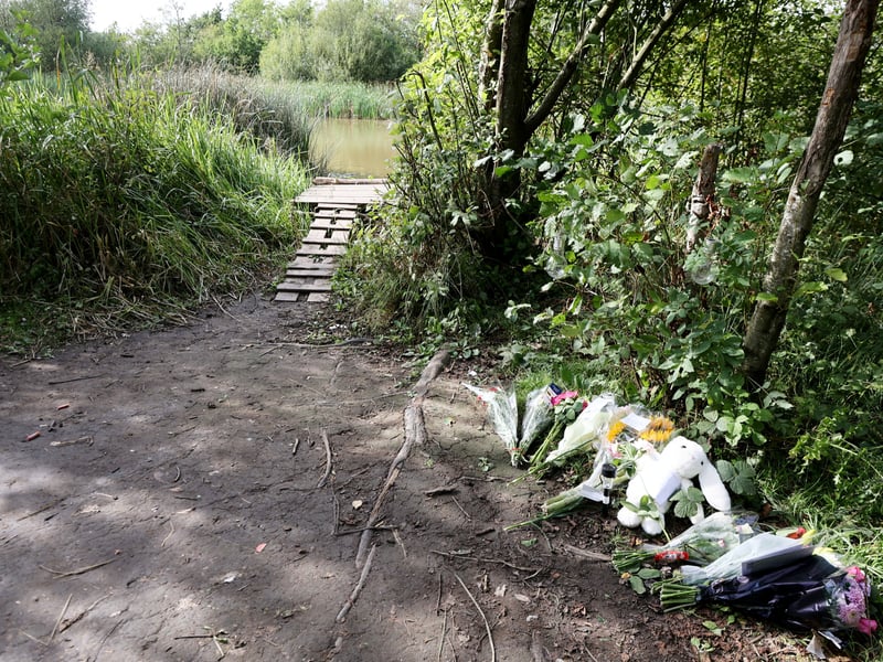 Tributes left in woodland at the Wyrley and Essington nature reserve