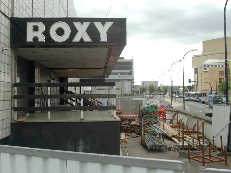 Pictured on Arundel Gate, Sheffield, where builders have moved into the Roxy  building to do work.