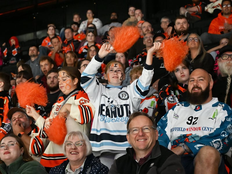 Sheffield Steelers fans all dressed up for the match against Manchester Storm at the Utilita Arena