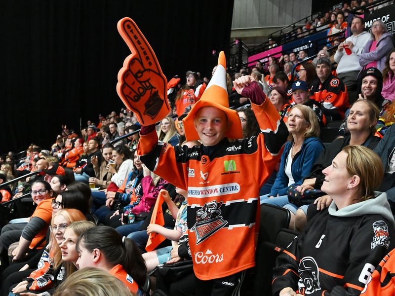 Sheffield Steelers fans all dressed up for the match against Manchester Storm at the Utilita Arena