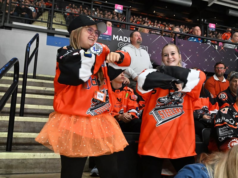 Sheffield Steelers fans all dressed up for the match against Manchester Storm at the Utilita Arena