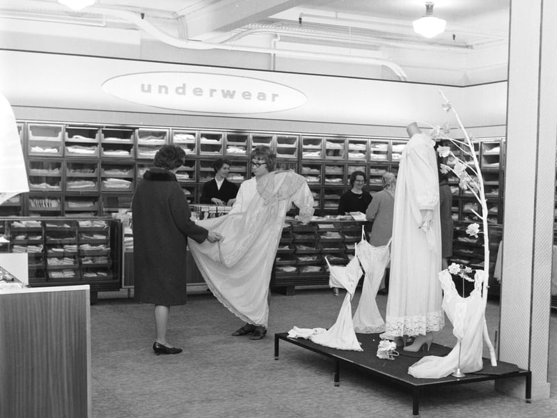 A view of the underwear department of Binns Department Store on Princes Street in March 1966.