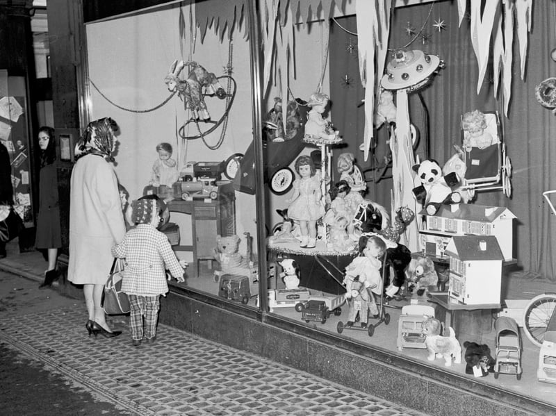 Christmas window displays in Patrick Thomsons Department Store, on North Bridge, in December 1965.