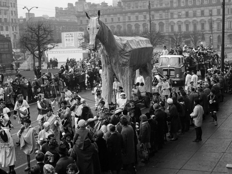 The Glasgow University Charities Day Parade in George Square in January 1964.