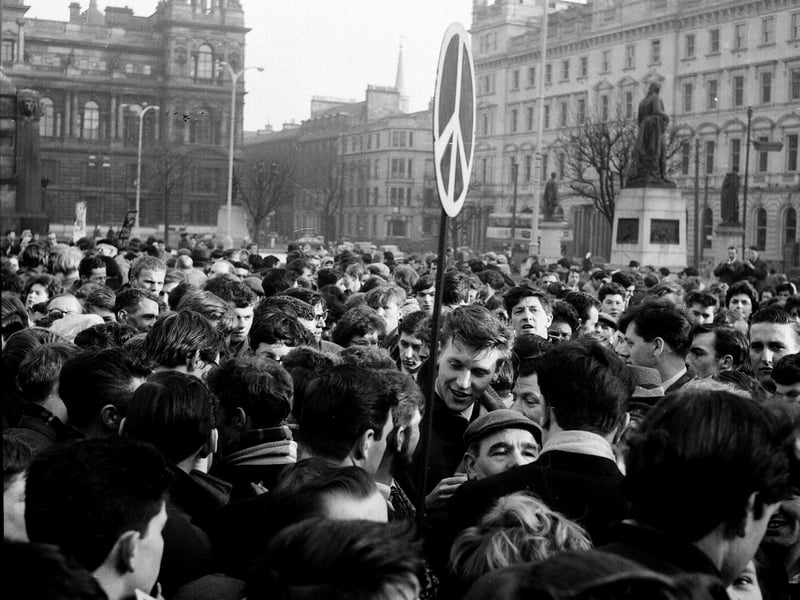 The Committee of 100 free speech protest in George Square in February 1962.